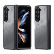   Protector de telefon din plastic DUX DUCIS AIMO (rezistență medie la impact, cadru din silicon, protecție pentru cameră, mat, model ondulat) NEGRU Samsung Galaxy Z Fold5 5G (SM-F946)