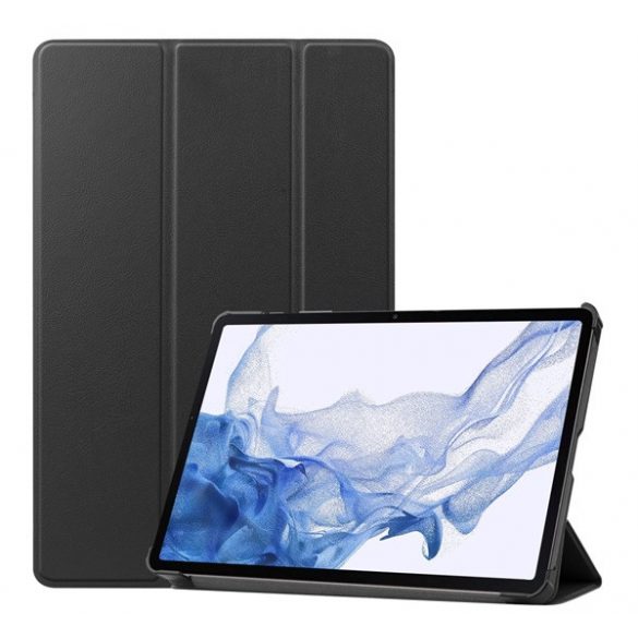 Husă în picioare, efect piele (FLIP activ, deschidere laterală, TRIFOLD, suport desktop, suport creion) NEGRU Samsung Galaxy Tab S9 WIFI (SM-X710), Samsung Galaxy Tab S9 LTE ​​(SM-X716)