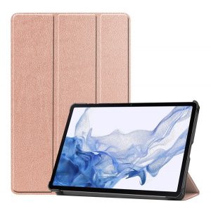 Husă în picioare, efect piele (FLIP activ, deschidere laterală, TRIFOLD, suport desktop, suport creion) ROSE GOLD Samsung Galaxy Tab S9 WIFI (SM-X710), Samsung Galaxy Tab S9 LTE ​​(SM-X716)