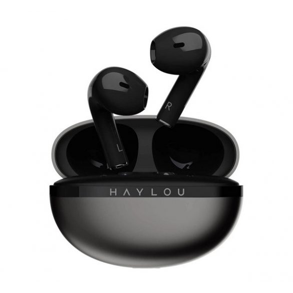 Căști bluetooth HAYLOU X1 2023 STEREO (v5.3, TWS, microfon, filtru de zgomot, IPX4 impermeabil + carcasă de încărcare) NEGRU