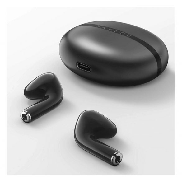 Căști bluetooth HAYLOU X1 2023 STEREO (v5.3, TWS, microfon, filtru de zgomot, IPX4 impermeabil + carcasă de încărcare) NEGRU