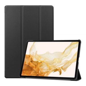 Husă în picioare, efect piele (FLIP activ, deschidere laterală, TRIFOLD, suport desktop, suport creion) NEGRU Samsung Galaxy Tab S9 Plus WIFI (SM-X810), Samsung Galaxy Tab S9 Plus LTE (SM-X816)