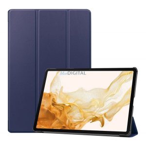 Husă în picioare, efect piele (FLIP activ, deschidere laterală, TRIFOLD, suport de birou, suport pentru creion) ALBASTRU ÎNCHIS Samsung Galaxy Tab S9 Plus WIFI (SM-X810), Samsung Galaxy Tab S9 Plus LTE (SM-X816)