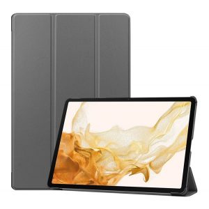 Husă în picioare, efect piele (FLIP activ, deschidere laterală, TRIFOLD, suport de birou, suport pentru creion) GR ÎNCHIS Samsung Galaxy Tab S9 Plus WIFI (SM-X810), Samsung Galaxy Tab S9 Plus LTE (SM-X816)