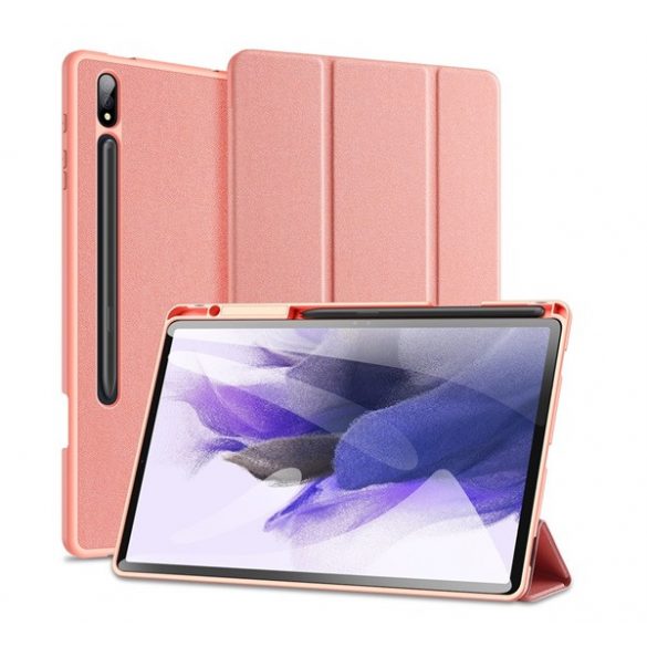 Husa DUX DUCIS DOMO in picioare, efect piele (activ, cu deschidere laterala, TRIFOLD, suport desktop, suport creion, model textil) ROZ Samsung Galaxy Tab S9 Plus WIFI (SM-X810), Samsung Galaxy Tab S9 Plus LTE (SM-X816)