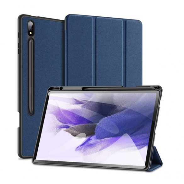 Husa DUX DUCIS DOMO in picioare, efect piele (activ, cu deschidere laterala, TRIFOLD, suport desktop, suport creion, model textil) ALBASTRU INCHIS Samsung Galaxy Tab S9 Plus WIFI (SM-X810), Samsung Galaxy Tab S9 Plus LTE (SM-X816) )