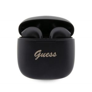 Căști bluetooth CG MOBILE GUESS SCRIPT LOGO STEREO (v5.3, TWS, microfon + carcasă de încărcare) NEGRU