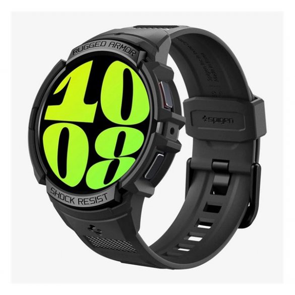 Curea de schimb SPIGEN RUGGED ARMOR PRO (dimensiune personalizată, silicon, rezistentă la impact mediu, reglabilă + cadru din silicon) NEGRU Samsung Galaxy Watch 6 44mm (SM-R940), Samsung Galaxy Watch 6 eSIM 44mm (SM-R)