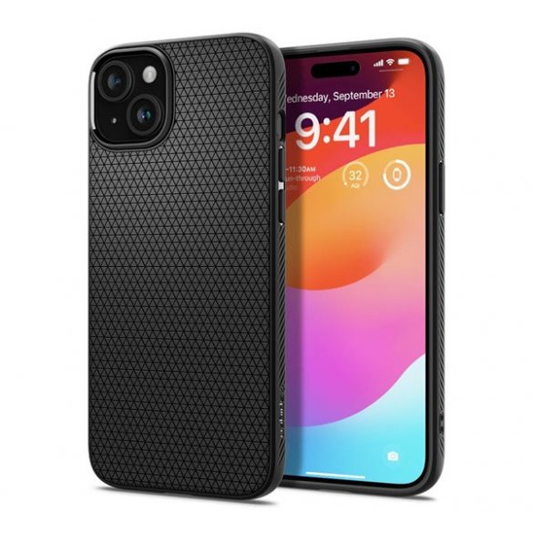 Protectie de telefon din silicon SPIGEN LIQUID AIR (rezistenta medie la impact, colt cu perna de aer, model romb) NEGRU Apple iPhone 15