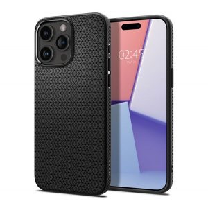 Protectie de telefon din silicon SPIGEN LIQUID AIR (rezistenta la impact medie, colt cu perna de aer, model romb) NEGRU Apple iPhone 15 Pro