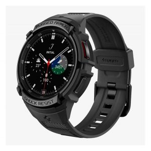 Curea de schimb SPIGEN RUGGED ARMOR PRO (dimensiune personalizată, silicon, rezistență la șocuri + cadru din silicon) NEGRU Samsung Galaxy Watch 6 Classic 43 mm (SM-R950)