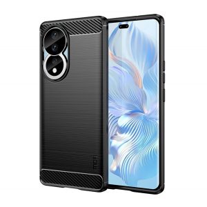 Protector de telefon din silicon MOFI (rezistență medie la impact, colț cu pernă de aer, periat, model carbon) NEGRU Honor 90 5G