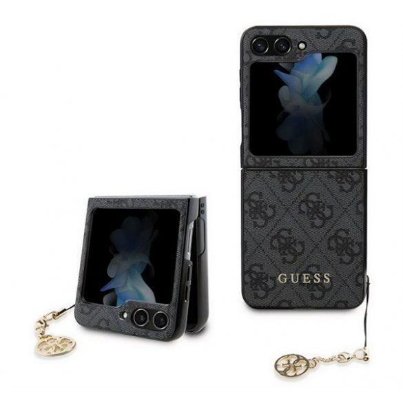 Protector de telefon din plastic CG MOBILE GUESS GUESS 4G CHARMS (copertă din spate textilă, decor telefon) GRI Samsung Galaxy Z Flip5 5G (SM-F731)