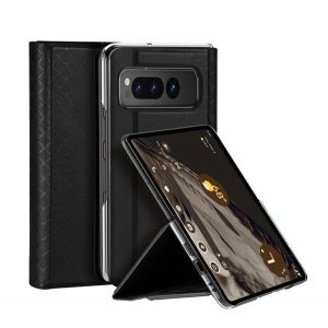 Protectie telefon din plastic DUX DUCIS BRIL (rezistenta medie la impact, spate cu efect piele, suport desktop, model romb) NEGRU Google Pixel Fold