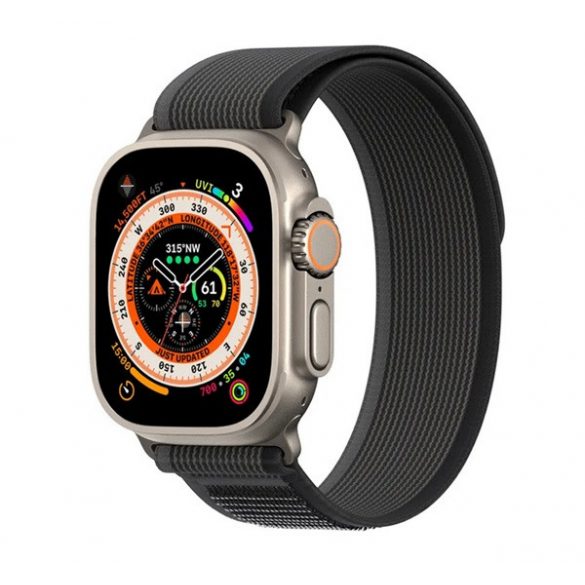 Curea de schimb DUX DUCIS YJ (dimensiune personalizată, mare, textilă, reglabilă) NEGRU/GRI Apple Watch Series 1 42mm, Apple Watch Series 2 42mm, Apple Watch Series 3 42mm, Apple Watch Series 4 44mm, Apple Watch Series 5 44mm, Apple Watch Seria 6 44