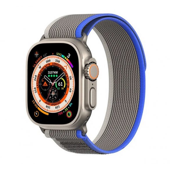 Curea de schimb DUX DUCIS YJ (dimensiune personalizată, mare, textilă, reglabilă) ALBASTRU DESCHIS/GRI Apple Watch Series 1 42mm, Apple Watch Series 2 42mm, Apple Watch Series 3 42mm, Apple Watch Series 4 44mm, Apple Watch Series 5 44mm, Apple Watch