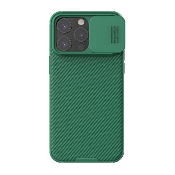 Protector de telefon din plastic NILLKIN CAMSHIELD PRO MAGNETIC (rezistenta la impact mediu, protectie camera, placa metalica, dungi) VERDE INCHIS Apple iPhone 15 Pro Max