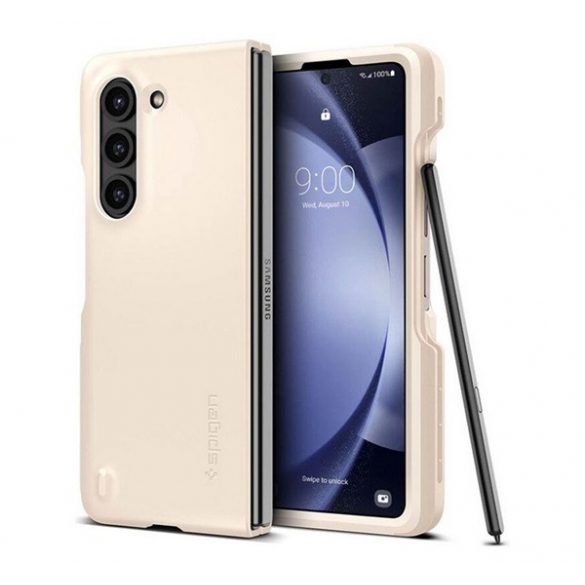 Protector de telefon din plastic SPIGEN THIN FIT (mat, ultra-subțire, protecție pentru cameră, suport S Pen) BONE WHITE Samsung Galaxy Z Fold5 5G (SM-F946)