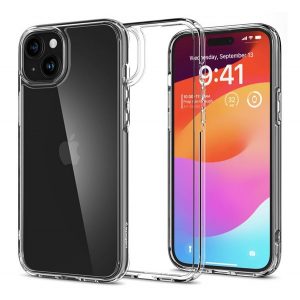 Protectie de telefon din plastic SPIGEN ULTRA HYBRID (rezistenta la impact mediu, cadru perna de aer din silicon) TRANSPARENT Apple iPhone 15