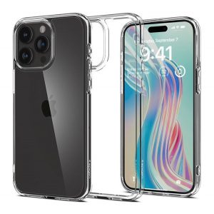 Protectie de telefon din plastic SPIGEN ULTRA HYBRID (rezistenta la impact mediu, cadru perna de aer din silicon) TRANSPARENT Apple iPhone 15 Pro Max