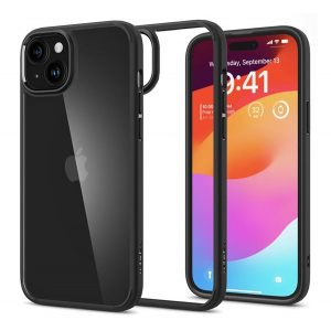 Protectie de telefon din plastic SPIGEN ULTRA HYBRID (rezistenta la impact mediu, cadru perna de aer din silicon) NEGRU Apple iPhone 15 Plus