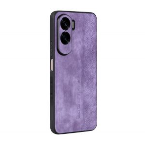 Protecție din plastic pentru telefon (cadru din silicon, spate cu efect de piele, model 3D cu diamante, premium) LILA Honor 90 Lite 5G