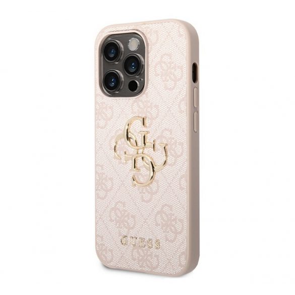 Protectie din plastic pentru telefon GUESS 4G BIG METAL LOGO (rezistenta la impact, spate cu efect piele) ROZ Apple iPhone 15 Pro