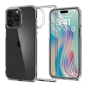 Protectie de telefon din plastic SPIGEN ULTRA HYBRID (rezistenta la impact mediu, cadru perna de aer din silicon) TRANSPARENT Apple iPhone 15 Pro