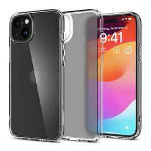 Protectie telefon din plastic SPIGEN ULTRA HYBRID (rezistenta medie la impact, cadru silicon silicon, mat) TRANSPARENT Apple iPhone 15