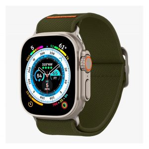 Curea de rezervă SPIGEN LITE FIT ULTRA (dimensiune personalizată, mare, textil) VERDE ÎNCHIS Apple Watch Series 1 42mm, Apple Watch Series 2 42mm, Apple Watch Series 3 42mm, Apple Watch Series 4 44mm, Apple Watch Series 5 44mm, Apple Watch Series 6 