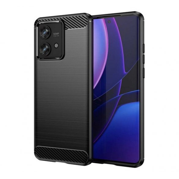 protecțiede telefon din silicon (rezistent la impact mediu, talon cu bule, periat, model de carbon) negru Motorola Edge 40 Neo 5G (XT2307)