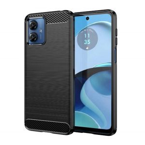 Protector de telefon din silicon (rezistenta la impact, colt cu perna de aer, periat, model carbon) NEGRU Motorola Moto G54 5G (XT2343-1), Moto G54 5G Power (XT2343-6)