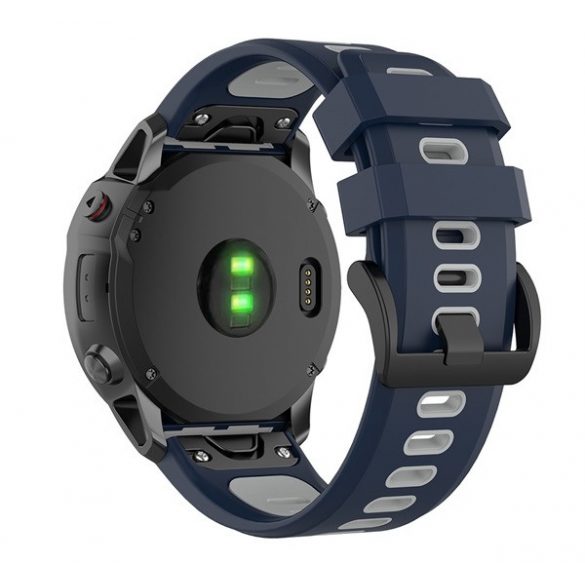 Curea de schimb (dimensiune personalizată, 20 mm, silicon, cataramă neagră, conexiune QuickFit) ALBASTRU ÎNCHIS/NEGRU Garmin Fenix ​​​​6S Pro Solar, Garmin Epix Pro (Gen2) 42 mm, Garmin Fenix ​​​​5S, Garmin Fenix ​​​​5S Plus, Garmin Fenix ​​​​6S, Ga