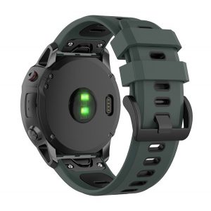 Curea de schimb (dimensiune personalizată, 20 mm, silicon, cataramă neagră, conexiune QuickFit) VERDE ÎNCHIS/NEGRU Garmin Epix Pro (Gen2) 42 mm, Garmin Fenix ​​​​5S, Garmin Fenix ​​​​5S Plus, Garmin Fenix ​​​​6S, Garmin Fenix ​​​​6S Pro, Garmin Feni