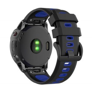 Curea de schimb (dimensiune personalizată, 26 mm, silicon, cataramă neagră, conexiune QuickFit) NEGRU/ALBASTRU ÎNCHIS Garmin Epix Pro (Gen2) 51 mm, Garmin Fenix ​​​​5X, Garmin Fenix ​​​​6X, Garmin Fenix ​​​​6X Pro, Garmin Fenix ​​​​6X Pro Sapphire, 