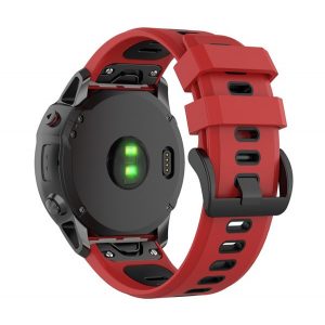 Curea de rezervă (dimensiune personalizată, 26 mm, silicon, cataramă neagră, conexiune QuickFit) ROȘU/NEGRU Garmin Fenix ​​​​5X, Garmin Fenix ​​​​6X, Garmin Fenix ​​​​6X Pro, Garmin Fenix ​​​​6X Pro Sapphire, Garmin Fenix ​​​​6X Pro Solar, Garmin Fe