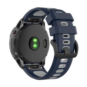 Curea de schimb (dimensiune personalizată, 26 mm, silicon, cataramă neagră, conexiune QuickFit) ALBASTRU ÎNCHIS/GRI Garmin Fenix ​​​​5X, Garmin Fenix ​​​​6X, Garmin Fenix ​​​​6X Pro, Garmin Fenix ​​​​6X Pro Sapphire, Garmin Fenix ​​​​​​6X Pro Solar,