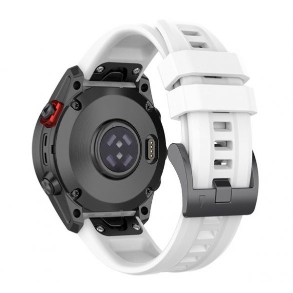 Curea (dimensiune personalizată, 22 mm, silicon, reglabilă, conexiune QuickFit) FEHÉR Garmin Fenix 3, Garmin Fenix 7, Garmin Fenix 6, Garmin Fenix 6 Pro, Garmin Fenix 6 Pro Solar, Garmin Fenix 7 Sola