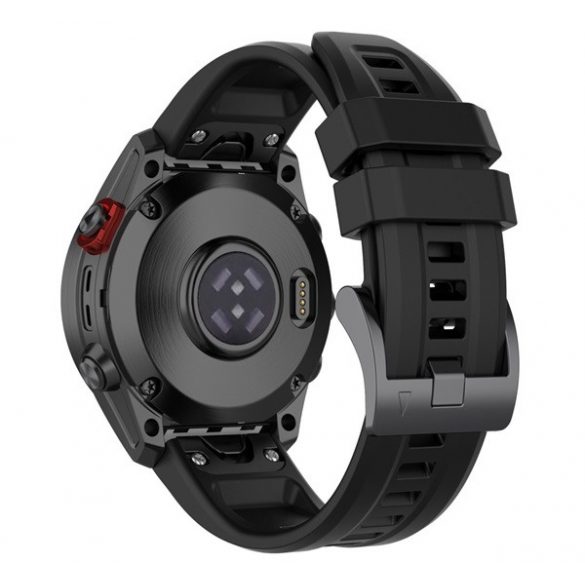 Curea de schimb (dimensiune personalizată, 22mm, silicon, conexiune QuickFit) NEGRU Garmin Fenix ​​​​7, Garmin Fenix ​​​​5, Garmin Fenix ​​​​6, Garmin Epix (Gen2), Garmin Fenix ​​​​3, Garmin Fenix ​​​​3 HR , Garmin Fenix ​​​​6 Pro, Garmin Fenix ​​​​