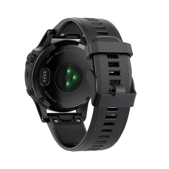 Curea de schimb (dimensiune personalizată, 22 mm, silicon, diamant, conexiune QuickFit) NEGRU Garmin Epix (Gen2), Garmin Fenix ​​​​3, Garmin Fenix ​​​​3 HR, Garmin Fenix ​​​​5, Garmin Fenix ​​​​6, Garmin Fenix ​​​​​6 Pro, Garmin Fenix ​​​​6 Pro Sola