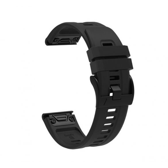 Curea de schimb (dimensiune personalizată, 26 mm, silicon, conexiune QuickFit) NEGRU Garmin Epix Pro (Gen2) 51 mm, Garmin Fenix ​​​​5X, Garmin Fenix ​​​​6X, Garmin Fenix ​​​​6X Pro, Garmin Fenix ​​​​6X Pro Sapphire, Garmin Fenix ​​​​6X Pro Solar, Ga