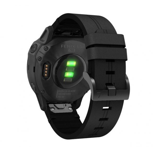 Curea de schimb (dimensiune personalizată, 20mm, efect piele, conexiune QuickFit) NEGRU Garmin Fenix ​​​​6S, Garmin Fenix ​​​​6S Pro, Garmin Fenix ​​​​6S Sapphire, Garmin Fenix ​​​​5S, Garmin Fenix ​​​​6S Pro Solar, Garmin Fenix ​​​​6S Solar, Garmin