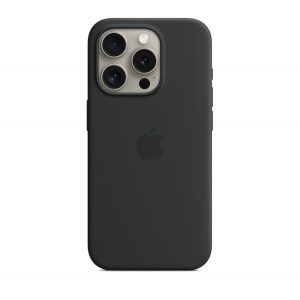 Protector de telefon din silicon APPLE (cu atașament Magsafe, magnetic) NEGRU Apple iPhone 15 Pro