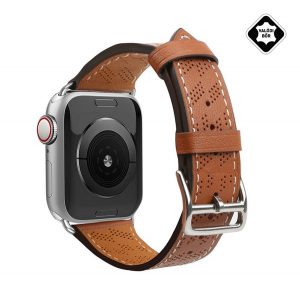 Curea de schimb (dimensiune personalizată, mică, piele naturală, perforată) MARO DESCHIS Apple Watch Series 9 41mm, Watch Series 3 38mm, Watch Series 2 38mm