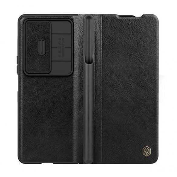 NILLKIN QIN PRO husă în picioare, efect de piele fină (FLIP, deschidere laterală, suport pentru carduri de credit, protecția camerei) negru Samsung Galaxy Z Fold5 5G (SM-F946)