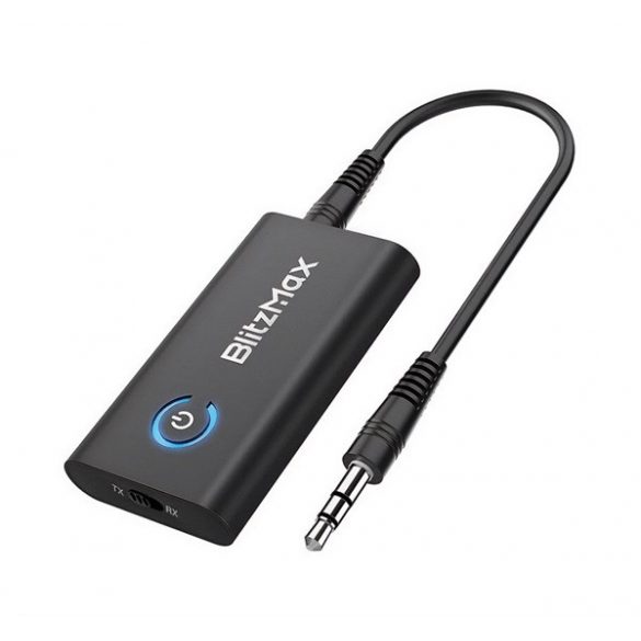 Adaptor audio bluetooth BLITZWOLF BLITZMAX (v5.2, mufă de 3,5 mm, ieșire AUX, funcție TX/RX, baterie internă de 250 mAh) NEGRU