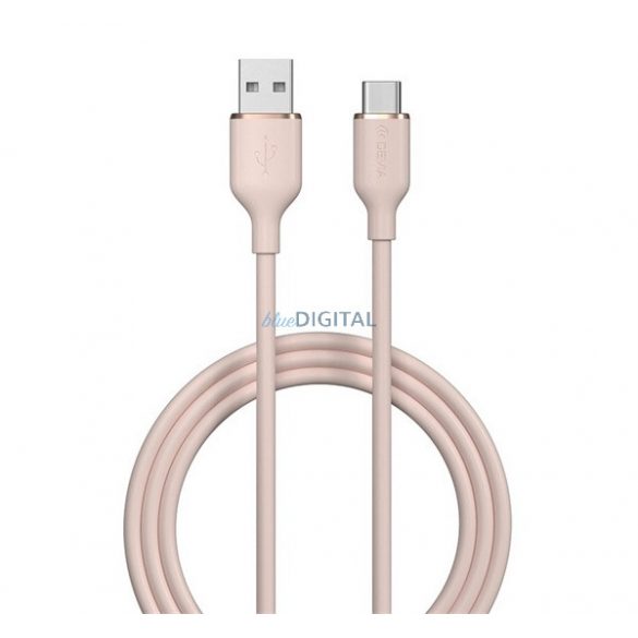 Cablu de date DEVIA JELLY (USB - Type-C, 2.4A, încărcător rapid, 120cm) ROZ