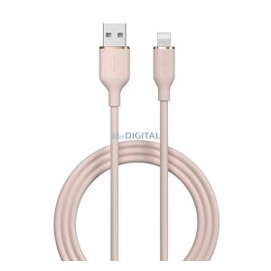 Cablu de date DEVIA JELLY (USB - lightning, 2.4A, încărcător rapid, 120cm) ROZ Apple IPAD 2, iPhone 5, iPhone 5S