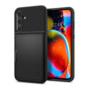 Protectie de telefon din silicon SPIGEN SLIM ARMOR CS (spate din plastic, suport card, rezistenta la impact, colt cu perna de aer) NEGRU Samsung Galaxy S23 FE (SM-S711)