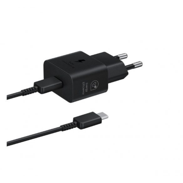 Încărcător SAMSUNG priză tip C (25W, GaN, încărcător rapid PD + cablu tip C) NEGRU